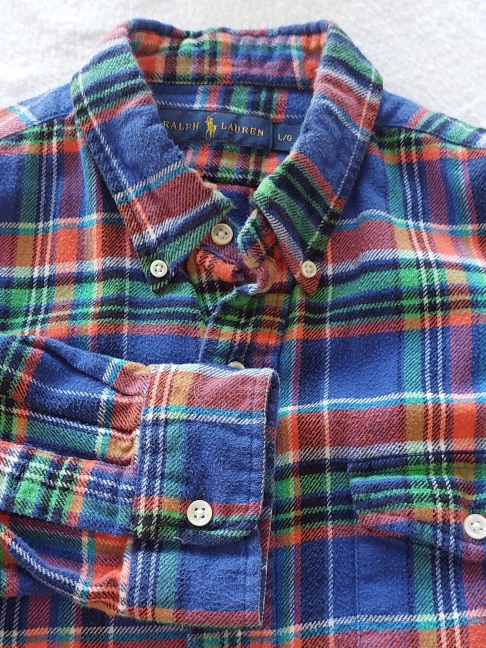Ralph Lauren Men's L multi-color plaid flannel long-sleeve button-down shirt